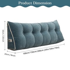 Chenille Headboard Wedge Pillow Large Dorm Bed Bolster Cushion Backrest Support