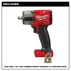 Milwaukee 2962-80 M18 FUEL 18V 1/2″ Mid-Torque Impact Wrench – Bare Tool, Recon