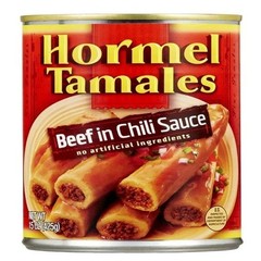 (4 pack) HORMEL Beef Tamales in Chili Sauce, Shelf-Stable, 15 oz Steel Can