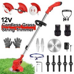 Electric Cordless Grass String Trimmer Lawn Edger Weed Wacker Cutter + 2 Battery