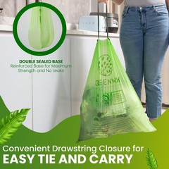 13 Gallon Compostable Drawstring Trash Bags – Extra Thick 1.0 Mil – 50 Count …