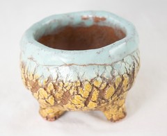 Round Handmade Bonsai Pot, Cactus & Succulent Planter – 4.5″x 4.5″x 3.5″ + Mesh