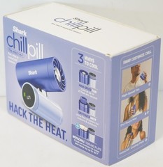 NEW- Shark ChillPill 3-in-1 Portable Fan Mist & Instachill System FA022LV – Blue
