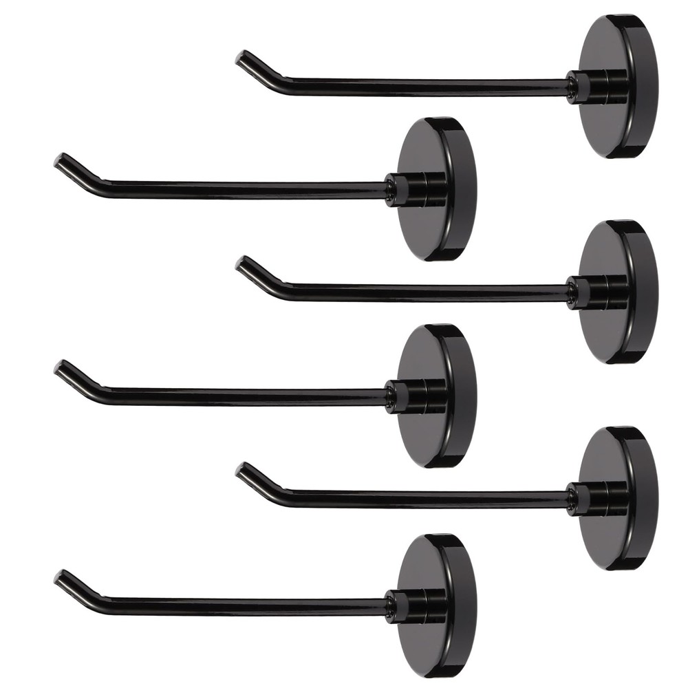 6 Pcs Magnetic Hooks 4.2in Heavy Duty Strong Magnet Hangers Black