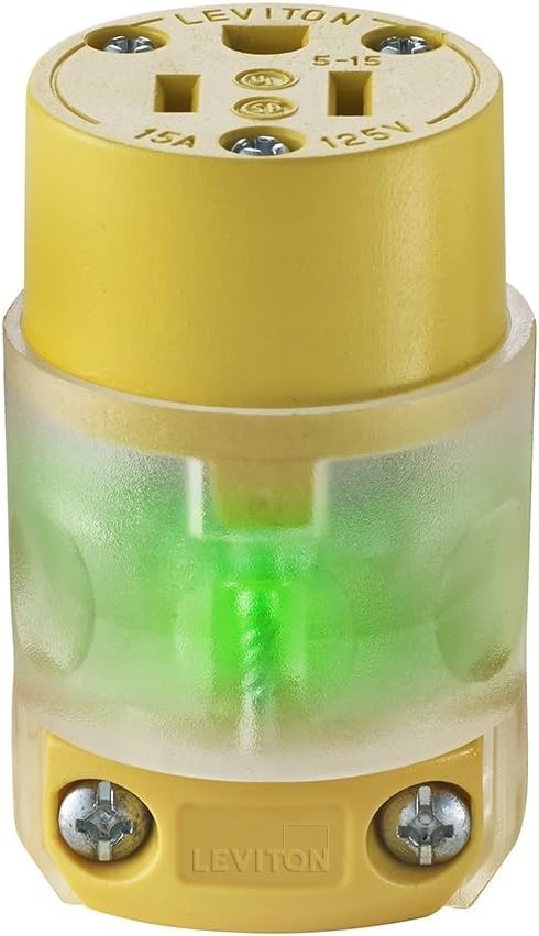 Leviton 515PV-LIT Not Not Available R50-Straight Blade Lighted Plug, 125 V,…