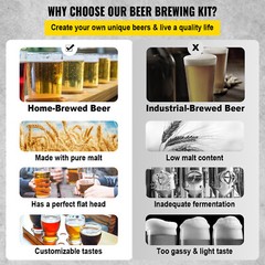 VEVOR Home Beer Brewing Machine Grain Brewing System w/ Circulating Pump 8 Gal