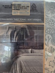WILLIAM MORRIS QUEEN duvet set STRAWBERRY THIEF TONAL-SOFT MINERAL 100% cotton