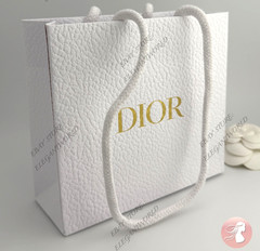 Dior Small Classic White Textured Paper Gift Bag New SMALL 5 x 5.75 x 2