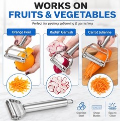 Stainless Steel Dual-Blade Vegetable Peeler & Julienne Slicer for Fruit & Veggie