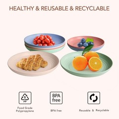 Lightweight Wheat Straw Plates – 4Pack Unbreakable Dishes and Plate Set, Dish…