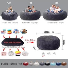 Bean Bag Chair for Adults Kids Oversize Giant Beanbag Chair 5FT Light Grey