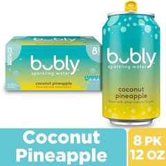 Bubly Summer Coconut Pineapple Sparkling Water, 12 fl oz, 8 Pack Cans-free ship