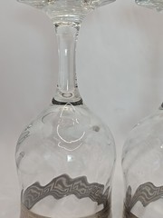 Six Vtg Versace Style Wine Glass Goblet Silver Greek Key Design 6.75 In Art Deco