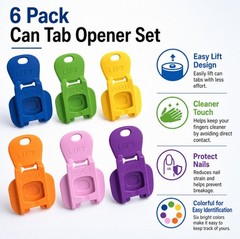 6-Pack Can Lids & Tab Openers – Colorful Drink Covers for Soda, Beer & Camping