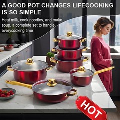 12pcs Stainless Steel Cookware Set – 6 Nonstick Pots & Pans with Matching Lids