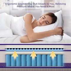 12″14″ Gel Memory Foam Spring Hybrid Queen Mattress Twin Full King Size In A Box