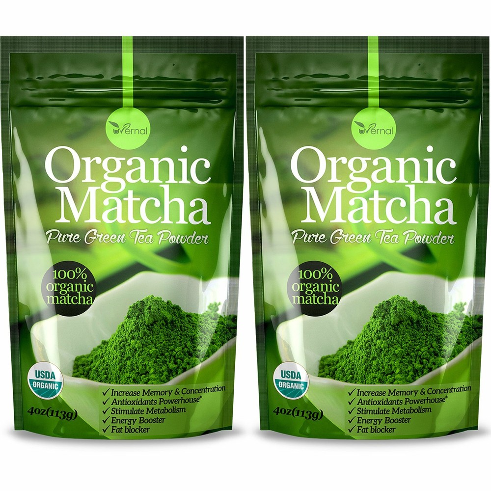 Organic Matcha Green Tea Powder for Latte Unsweetened Culinary Grade Vegan 2Pack