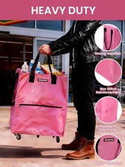 WORKPRO Large Rolling Grocery Bag 36-Gallon Tote 5 Wheels Dual Carry Storage Bag
