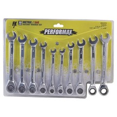 Performax 10 Piece SAE & Metric Ratcheting Combination Wrench Set – 72-Tooth