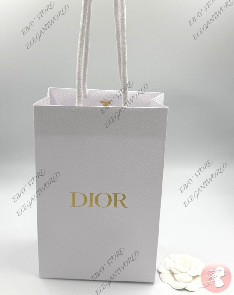 Dior Classic White Textured Paper Gift Bag New Small W. 5.75 x H. 9 x D. 3.25