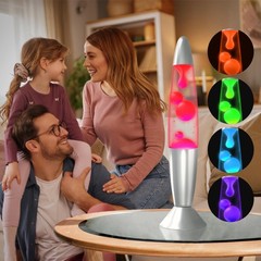 16-Inch Silver Base Lava Lamp with Yellow Wax in Purple Liquid