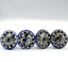 Ken Edwards Tonala Pottery Drawer Pulls Set 10 Knobs Birds & Butterfly Mexico