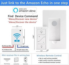 USED Smart Wireless Light Switch and Receiver Kit Dimming No wiring Work Alexa