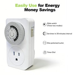 1-10 Pack Indoor 24-Hour Mechanical Outlet Timer Plug Indoor 2 or 3 Prong