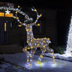 4.6 FT Pre-Lit Christmas Reindeer w/170 Bright LED Lights Zip Ties Ground Stakes
