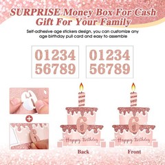 Birthday Money Pull Box for Cash Gift with DIY Self-Adhesive Stickers for Any…