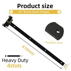24in Heavy Duty gate Hinges 1760Lbs Capacity, 4 Pcs T-Strap 24 Inch, Black