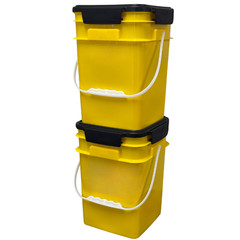 4 Gallon Square Plastic Bucket Food Grade BPA Free containers( Pack of 2 )Yellow