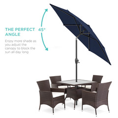 7.5 Ft Heavy-Duty Outdoor Market Patio Umbrella W/ Push Button Tilt, Easy Crank