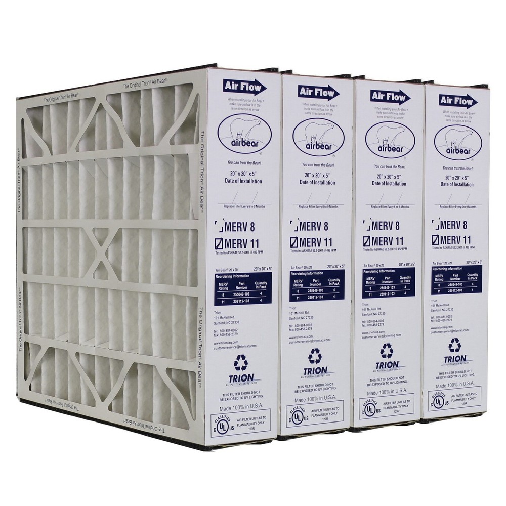 Trion Air Bear 259112-103 (4 Pack) Pleated Furnace Air Filter 20″x20″X5″ MERV 11