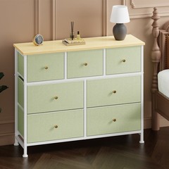 OLIXIS 7 Storage Drawers Fabric Dresser for Bedroom Livingroom with Wooden Top