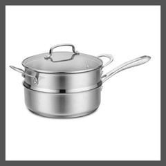 Cuisinart 3PC Stainless Steel Steamer Set 500F 3.5QT Saute Helper Pot Glass