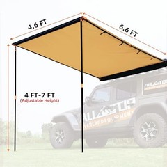 Vehicle Awning 4.6’x6.6′ Roof Rack Pull-Out Sun Awning, 4.6ft x 6.6ft, 30sq.ft