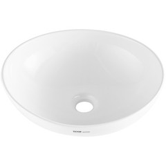 VEVOR Modern Ceramic Vessel Sink 16″x13.4″ Bathroom Vanity Bowl Countertop White