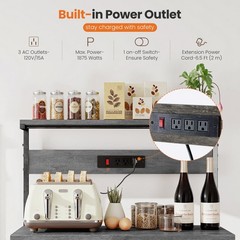 4 Tier Microwave Stand,Kitchen Bakers Rack w/ Power Outlet,Adjustable Shelf Unit