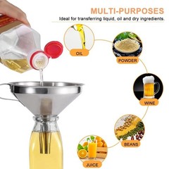 5″ Food Grade Stainless Steel Kitchen Funnel W Strainer Filter For Transferring