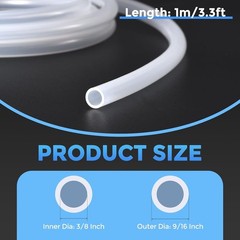 Silicone Tubing,3/8″ ID x 9/6″ OD Pure Silicon Tube High Temp Silicone Hose […