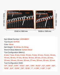 VEVOR Combination Wrench Set Box End Open End Combination Wrenches 44-Piece