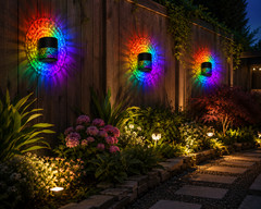 Solar Mandala Mosaic Lights 7 Color Changing Outdoor Solar Fence Decor Lamp