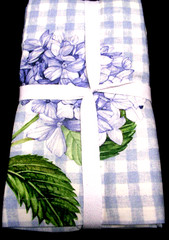WILLIAMS SONOMA HYDRANGEA GINGHAM NAPKINS 100% COTTON TWILL SET OF 4 FOUR NWTAG