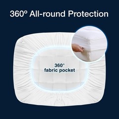 WonderSleep Queen Size Mattress Pad Cover Quilted Fitted Protector – Queen Size
