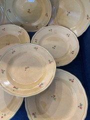 Terre Provence France RARE Stoneware Floral Round Plate Set 8 Must SEE Vtg