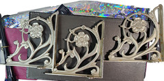 3 pcs lot of Shelf Brackets Iron Silver Finish Floral Ornate Decorative 7″ x 7″
