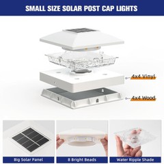6/12/18Pack Solar Post Cap Light For 4×4 Outdoor Waterproof LED Deck Fence Light