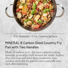 de Buyer 11″ MINERAL B Country Fry Pan 2 Handle Pro Oven Safe