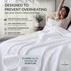 CLOUDSCAPE 8 Layer Muslin Blanket for Adults, 100% Cotton Queen Size Blankets…